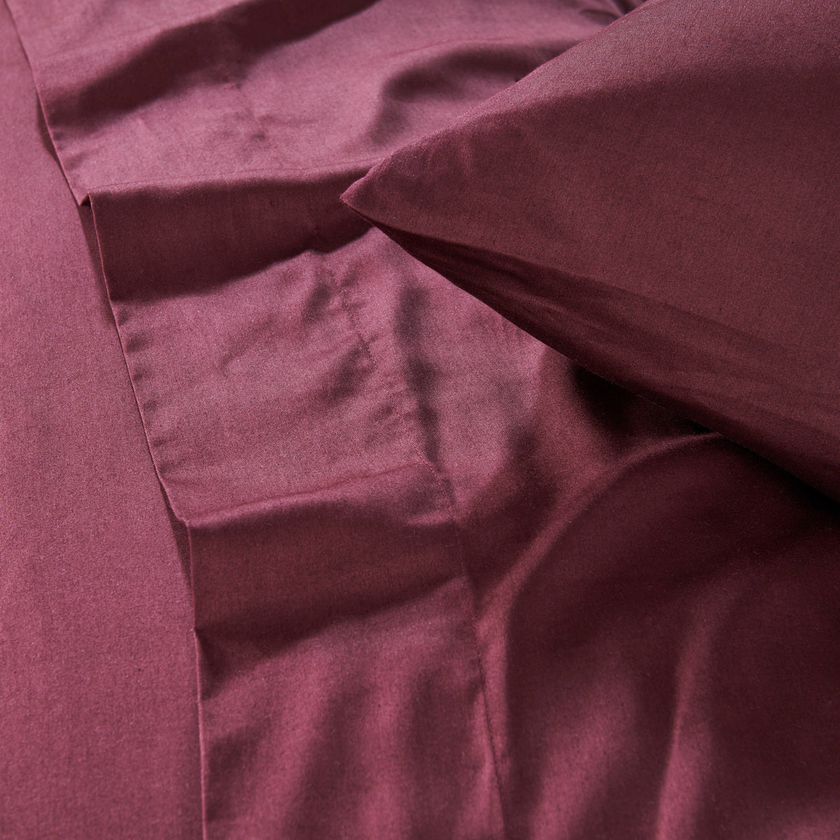 Drap plat Douce Nuit - Satin de coton #Couleur_PRUNE