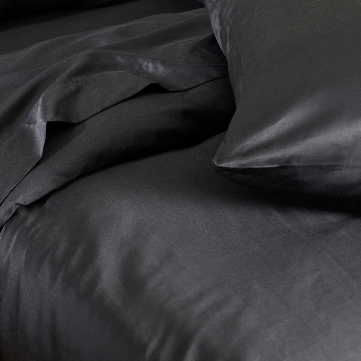 Drap plat Douce Nuit - Satin de coton #Couleur_NOIR