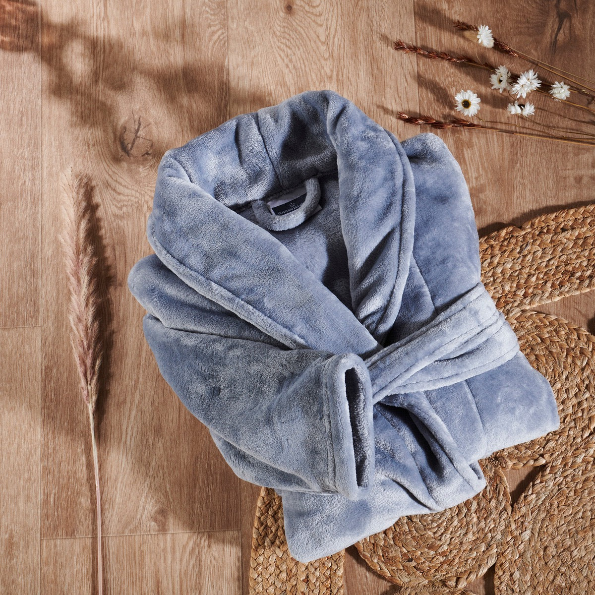 Peignoir Mixte Microfibre - Col Chale #Couleur_ACIER