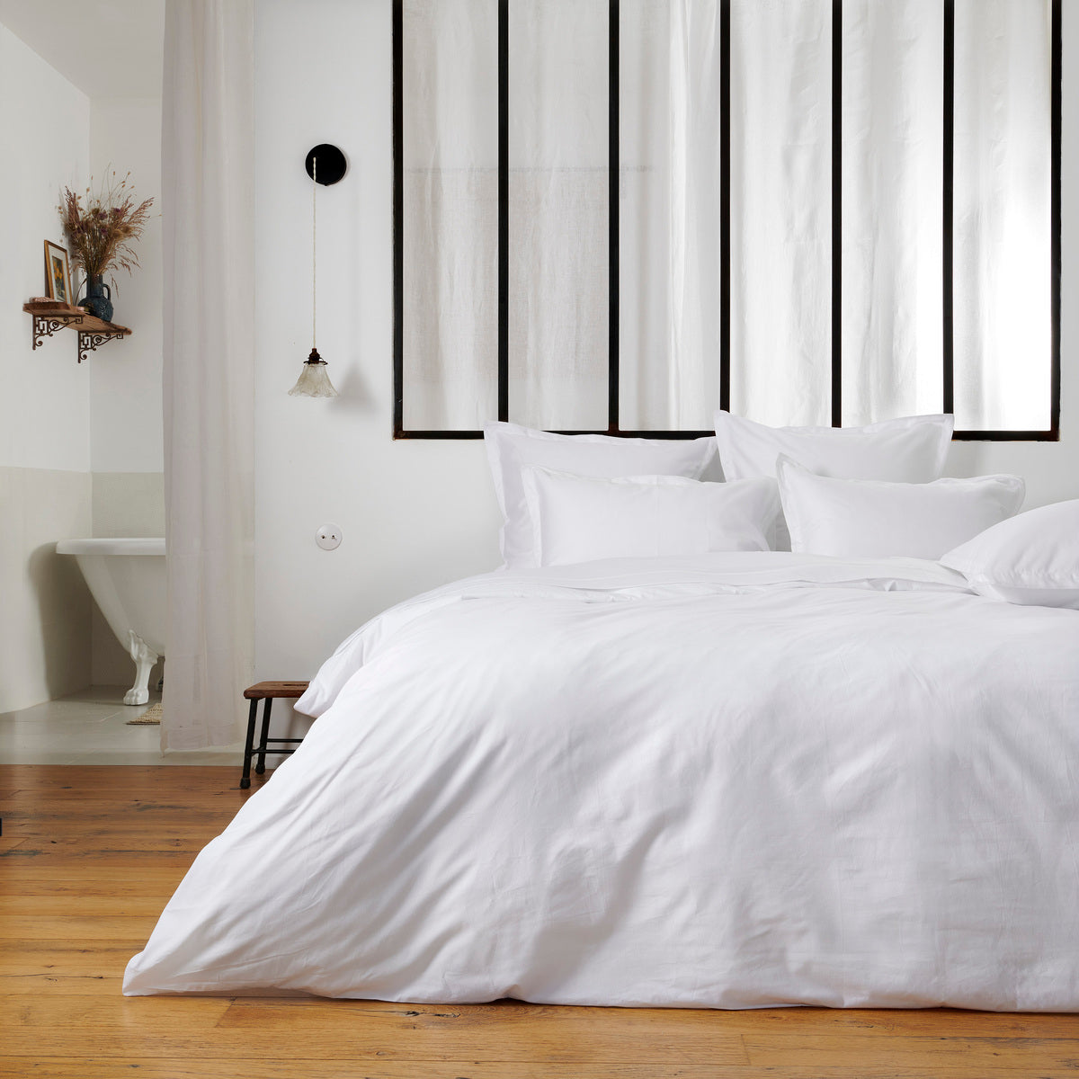 Taie d'oreiller Opium - Satin de coton #Couleur_BLANC