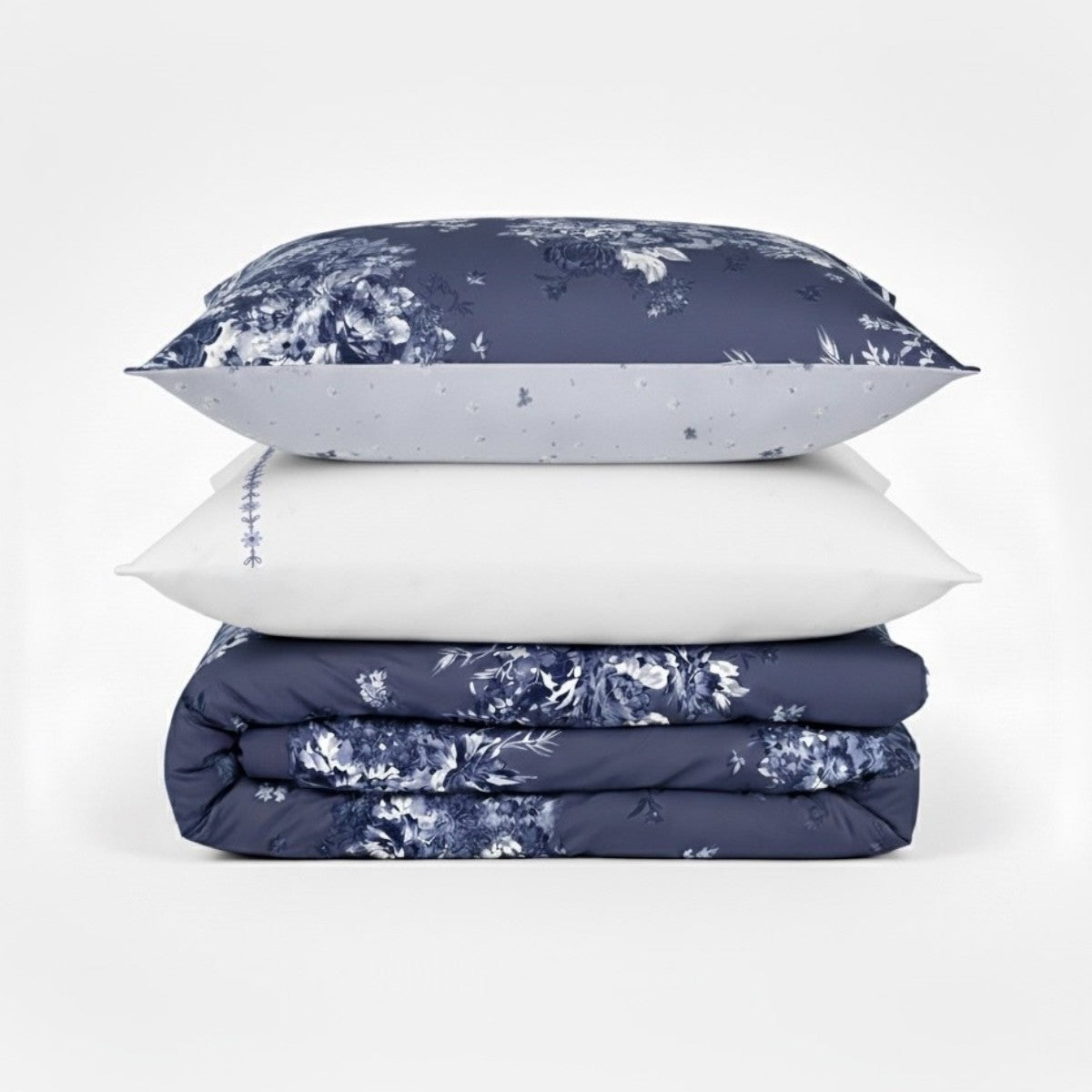Taie d'oreiller Poème Bleu - Percale de coton