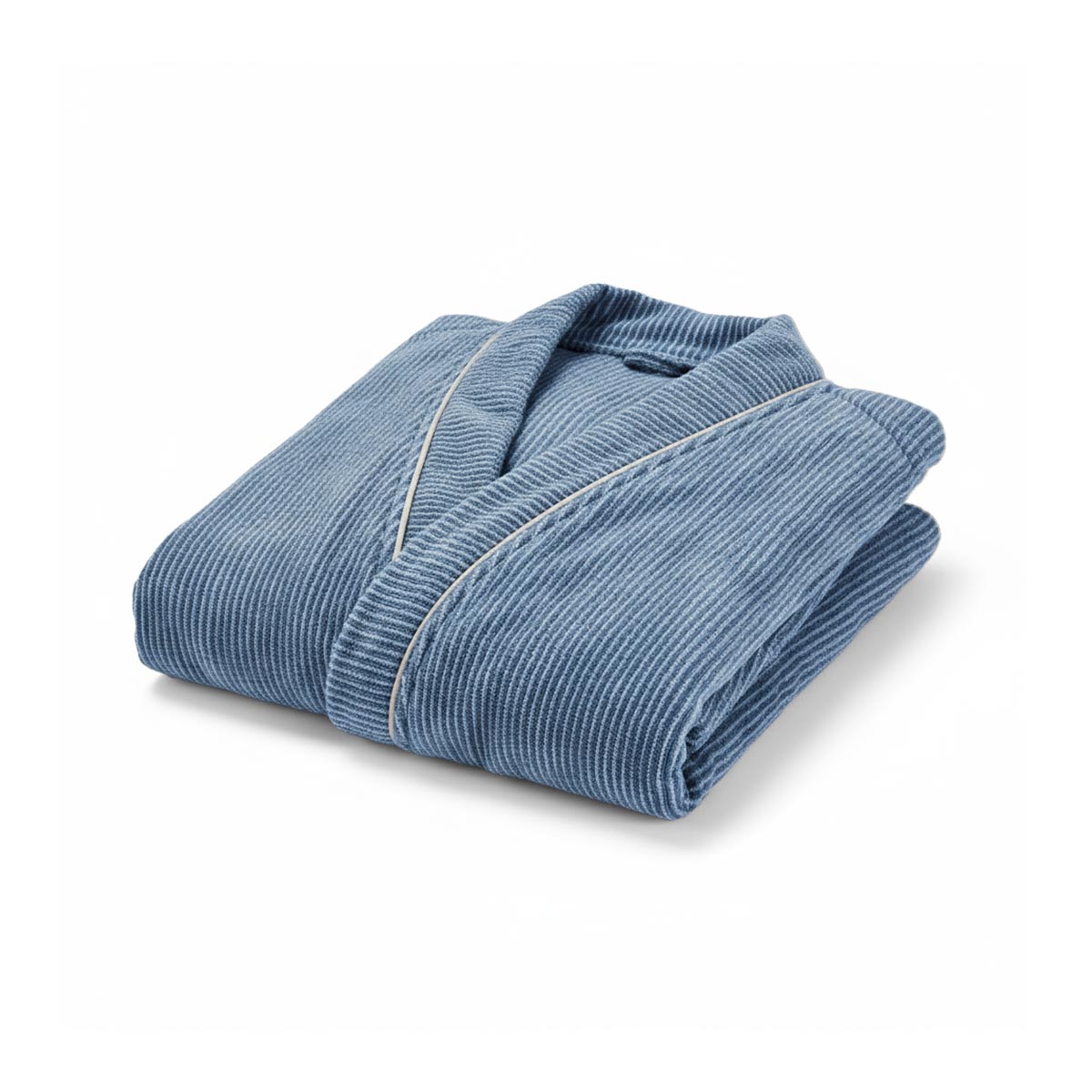 Peignoir Rayé - Éponge et Velours 380g/m² #Couleur_BLEU/GRIS