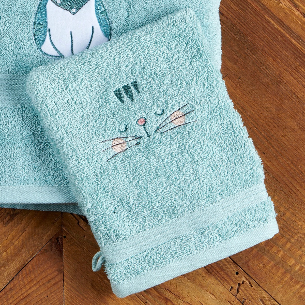 Gant de toilette Les Petits Félins - Coton 450g/m²