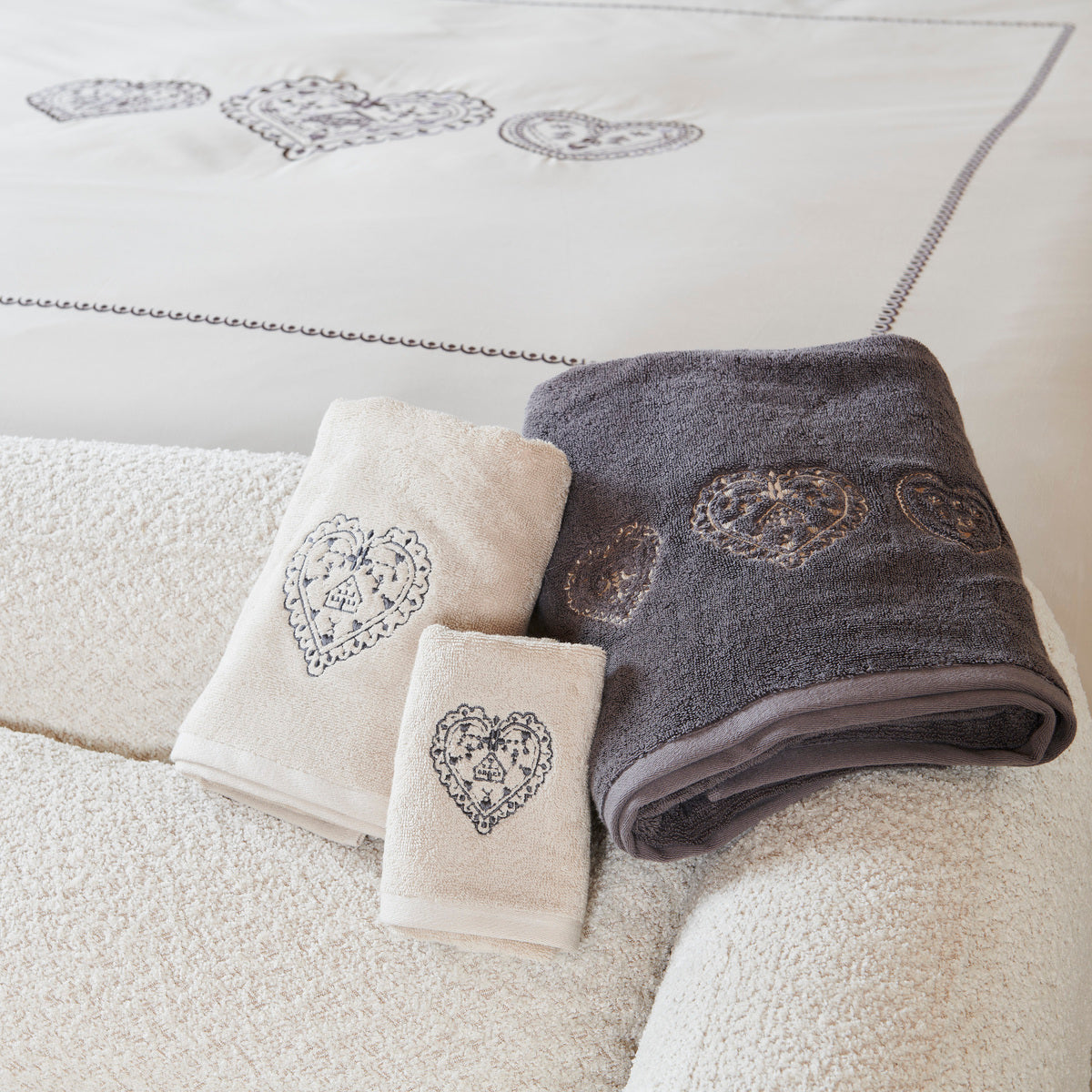 Serviette Nuit au Chalet - Coton 600g/m² #Couleur_CRAIE