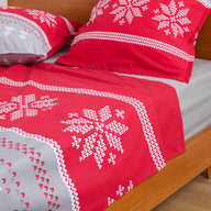 Drap plat coeur des alpes rouge et gris blanc des pres