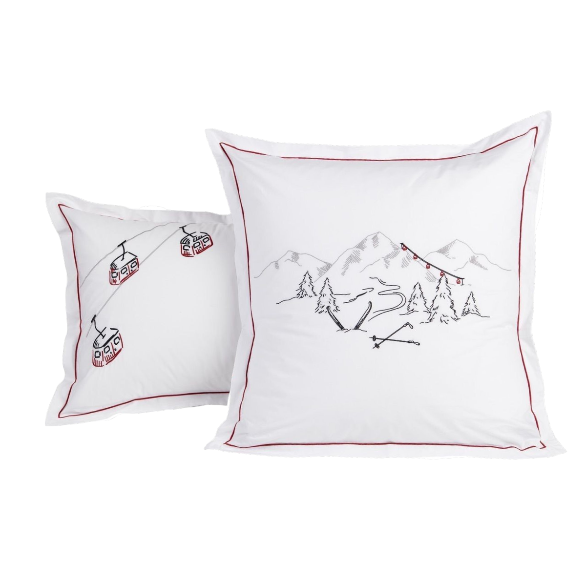Taie d'oreiller Vosges - Percale de coton brodée #Couleur_BLANC