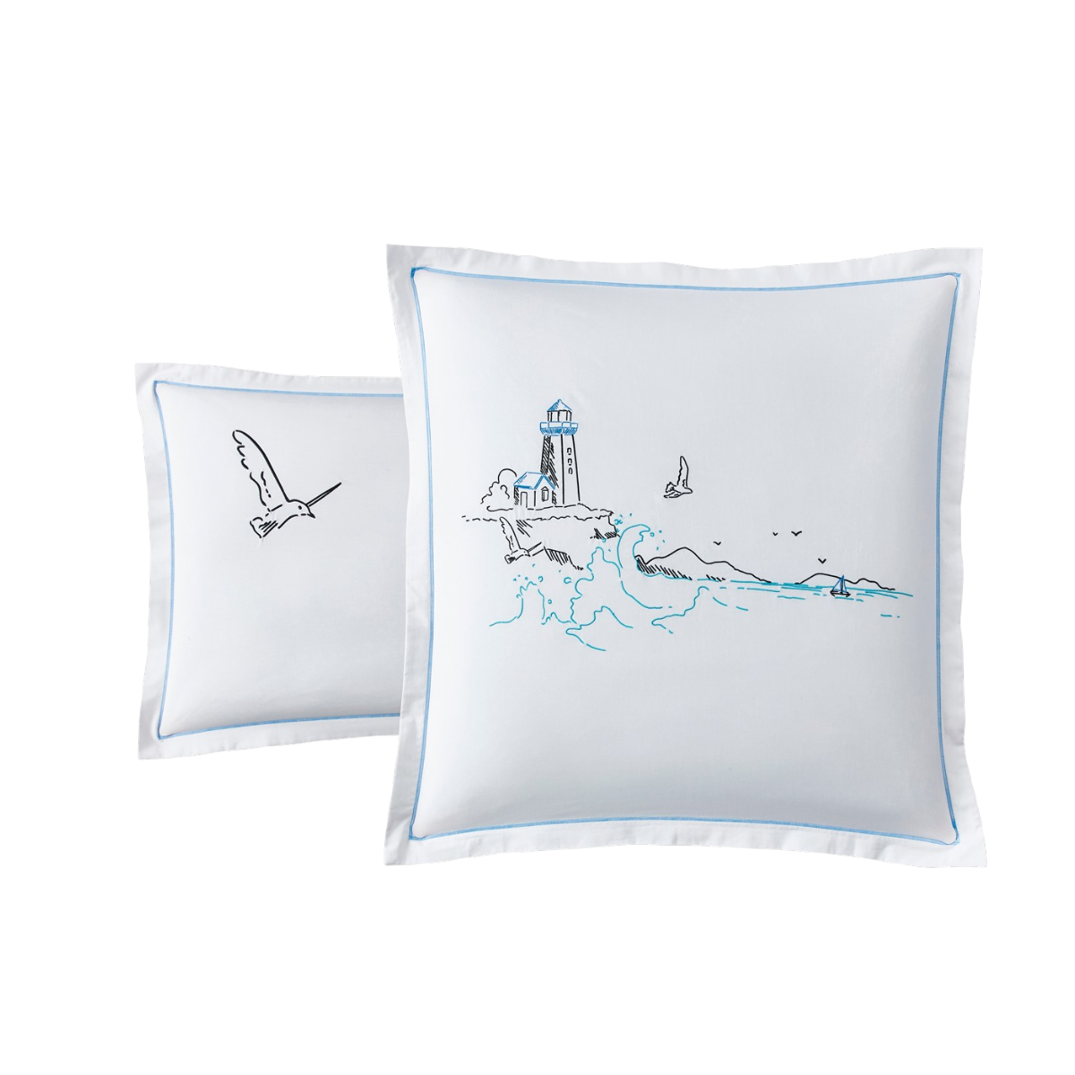 Taie d'oreiller Phare - Percale de coton brodée #Couleur_BLANC