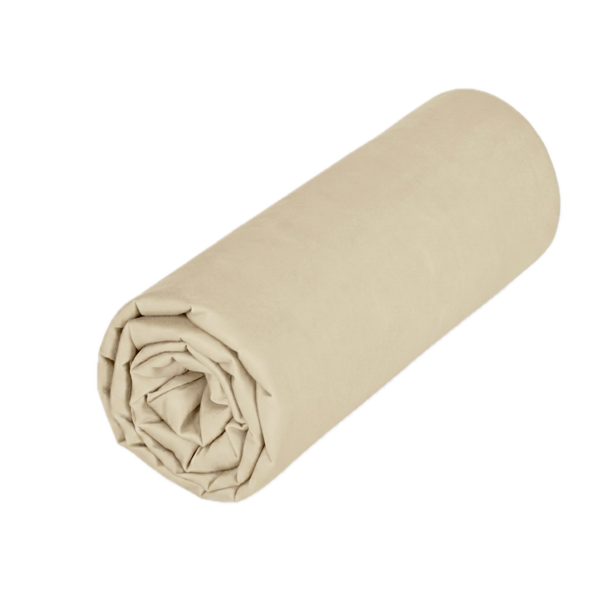Drap housse double - Uni Percale de coton #Couleur_BEIGE LIN