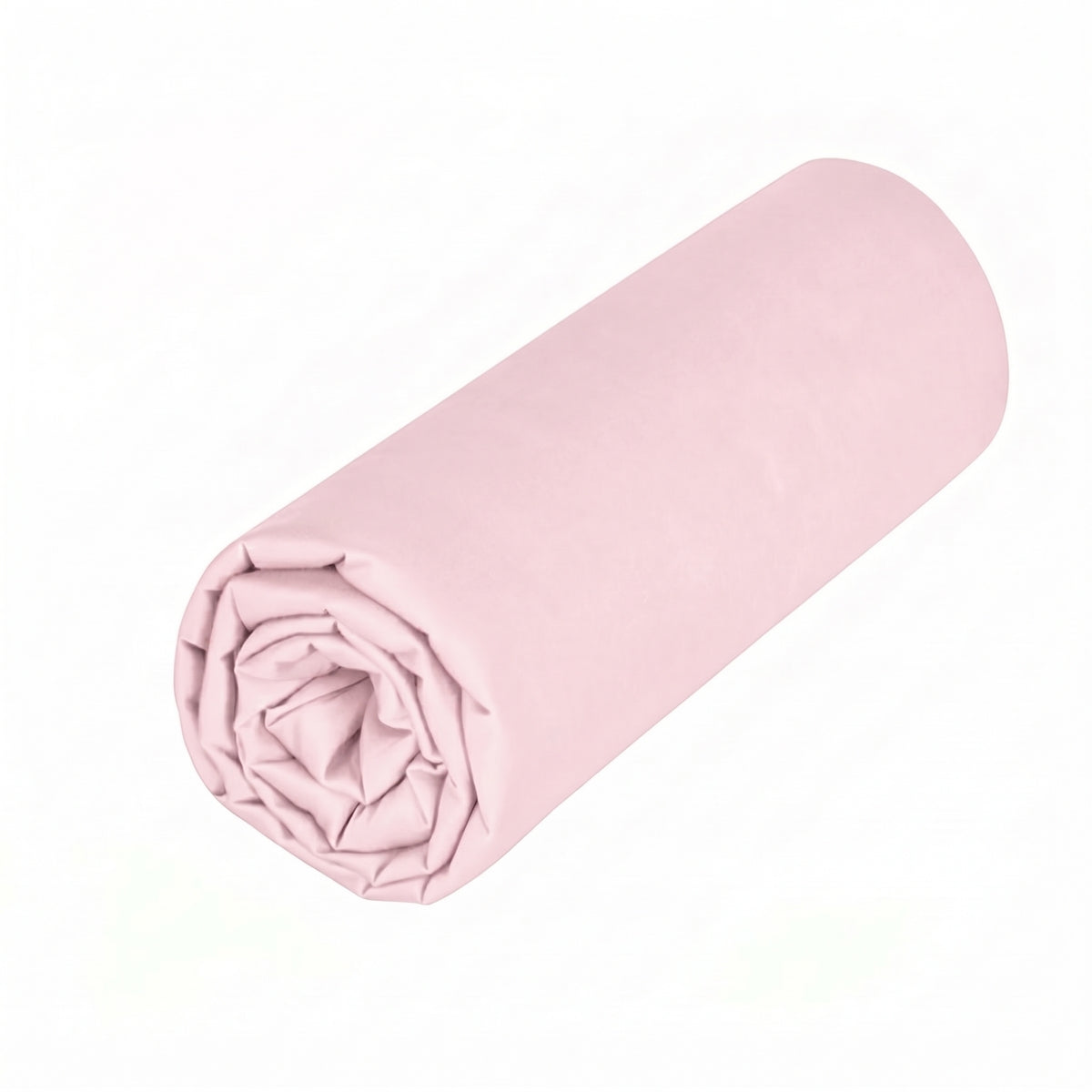 Drap housse double - Uni Percale de coton #Couleur_ROSE DRAGEE