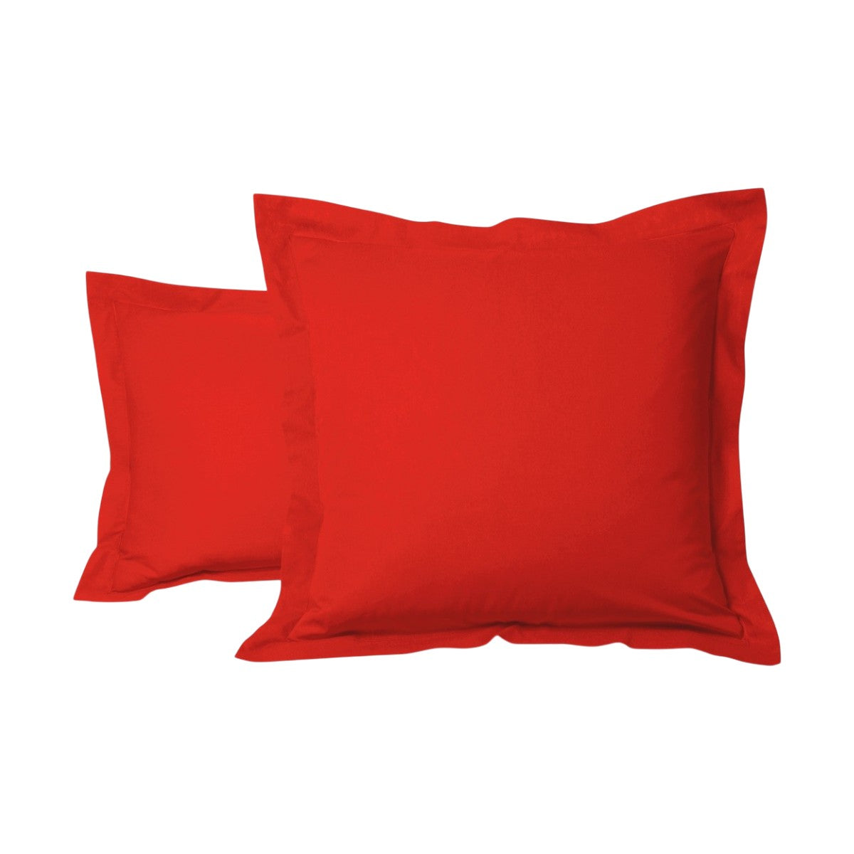 Taie d'oreiller - Uni Coton #Couleur_ROUGE CAPUCINE