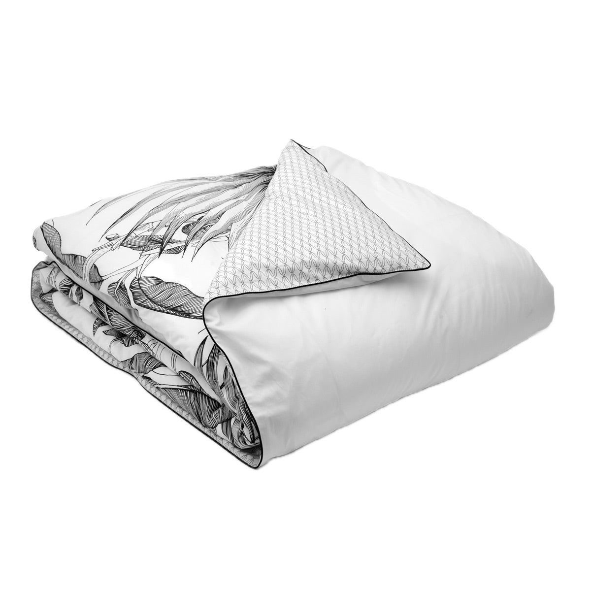 Housse de couette Tropical - Percale de coton #Couleur_CARBONE