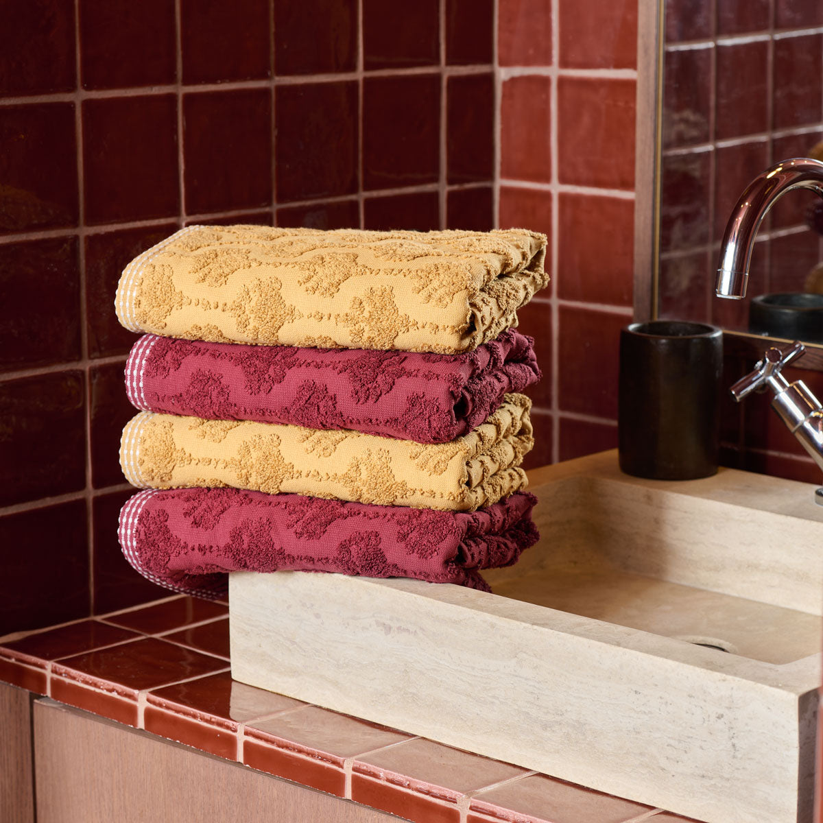 Linge de bain Néroli - Éponge jacquard ciselée 550g/m²