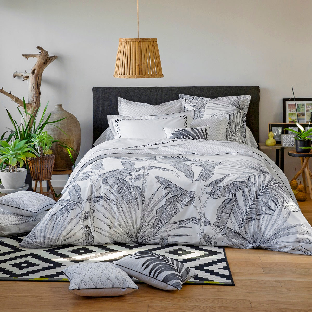 Housse de couette Tropical | Linge de lit | Tradition des Vosges #Couleur_CARBONE