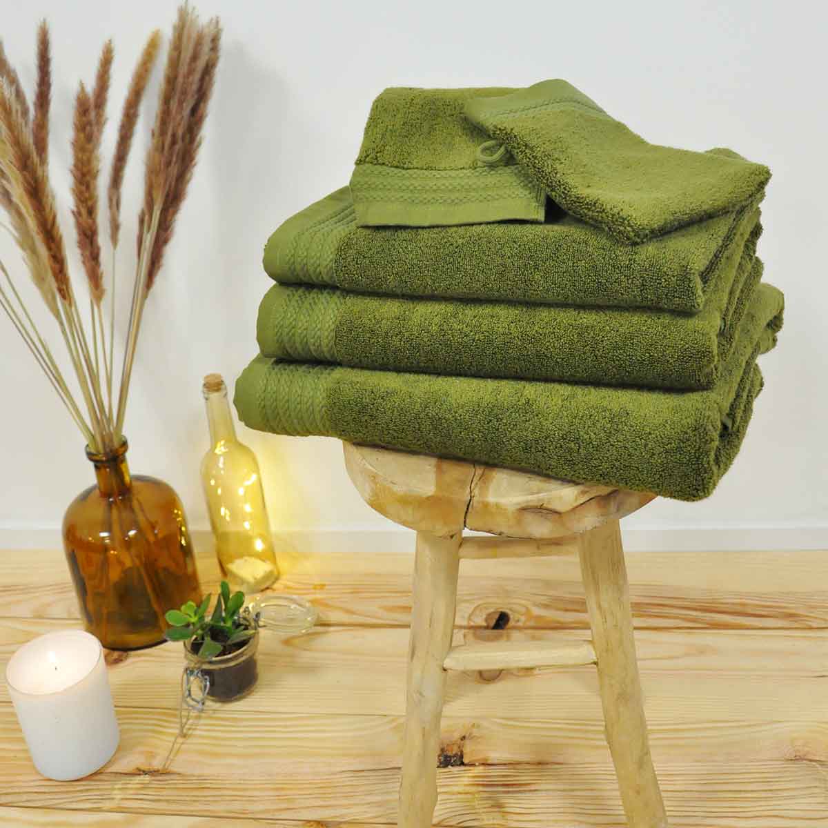 Serviette De Toilette Douceur - Coton/ Modal 600g/m² - Olive #Couleur_OLIVE