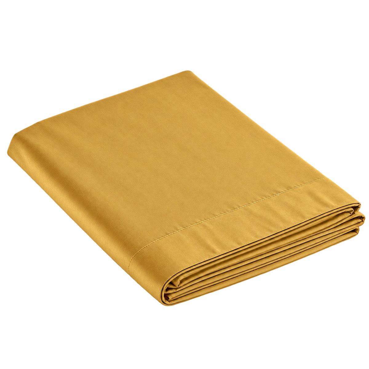 drap plat détouré de la collection douce nuit en satin de coton coloris ocre #Couleur_OCRE