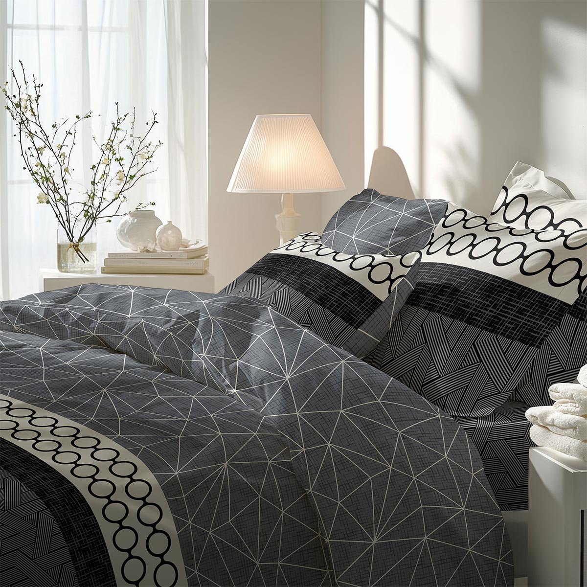parure de lit housse de couette florian motifs geométriques