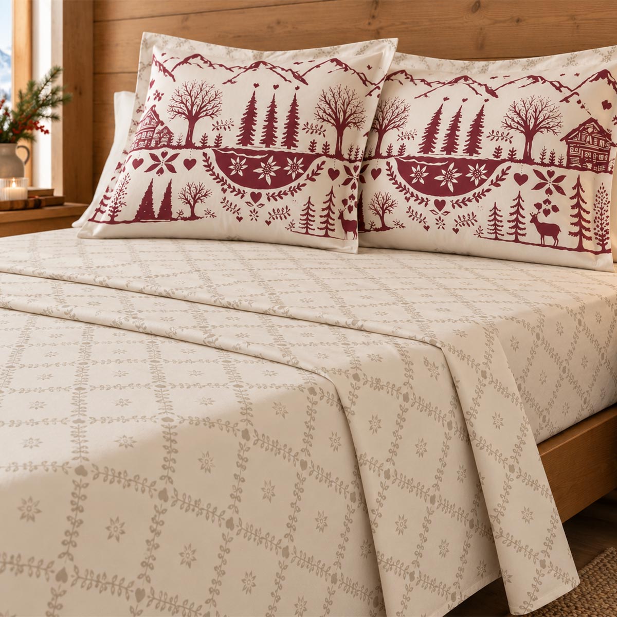 parure de drap plat avec taies et drap housserubis d'alpage