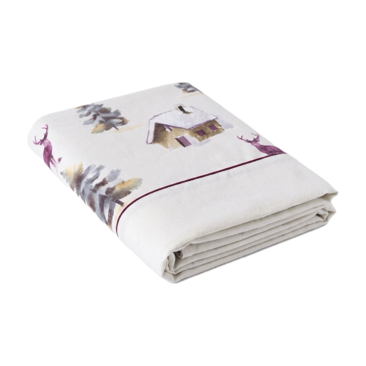 Drap plat Champagny - Flanelle de coton 160 g/m² | Blanc des Prés
