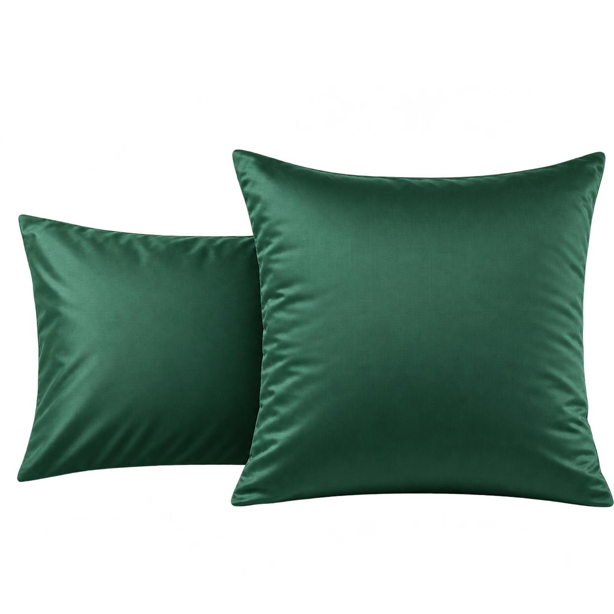 taie d'oreiller détouré de la taie d'oreiller douce nuit en satin de coton vert profond carré et rectangle #Couleur-VERT PROFOND