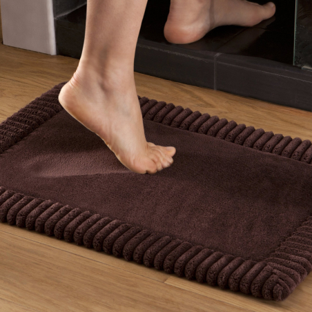 Tapis Bain Chenille Marron | Linge de bain | Tradition des Vosges