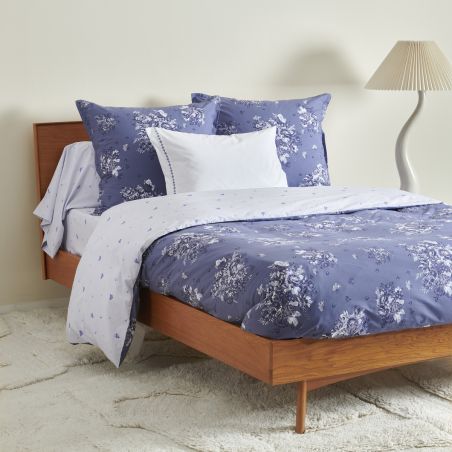 Parure de lit Poème Bleu - Percale de coton