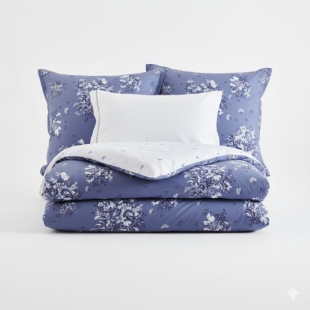 Taie d'oreiller Poème Bleu - Percale de coton