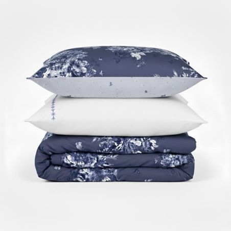 Taie d'oreiller Poème Bleu - Percale de coton