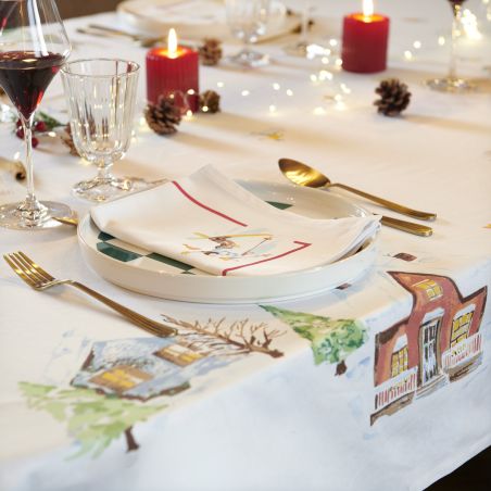 Happy Winter Tablecloth - 100% stain-resistant cotton