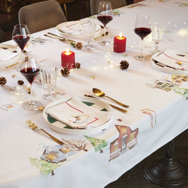 Happy Winter Tablecloth - 100% stain-resistant cotton