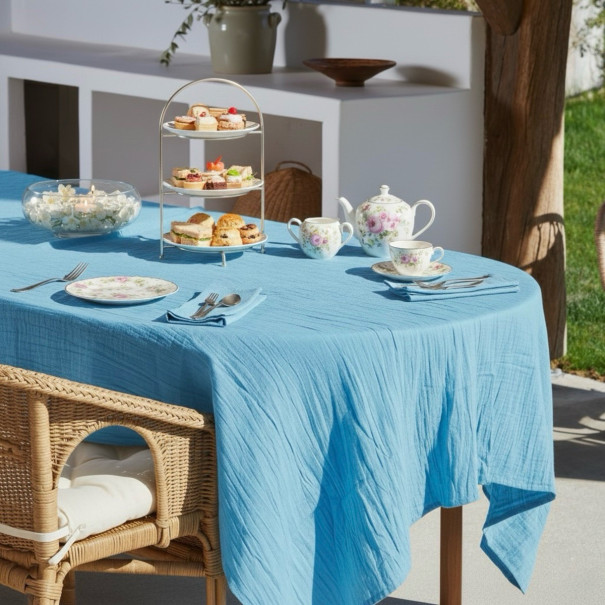 Cotton gauze tablecloth | Summer table linen | Vosges tradition