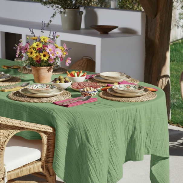 Cotton gauze tablecloth | Summer table linen | Vosges tradition