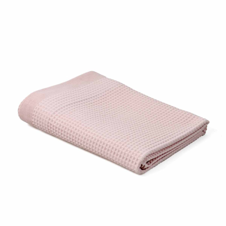 Serviette 50x100 cm en coton nid d’abeille 300 g/m² – Coloris Rose pale – Gamme Épure
