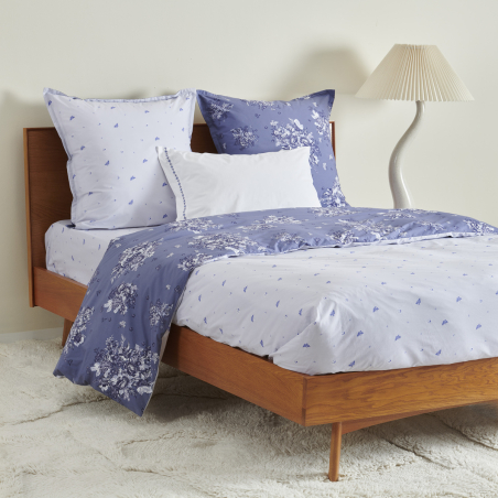 Parure de lit Poème Bleu - Percale de coton