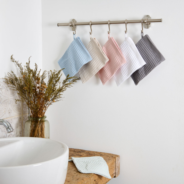Gant de toilette en nid d’abeille 300 g/m² – Coloris Rose pâle – Gamme Épure