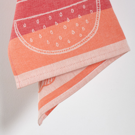 Torchon Confiture en coton jacquard coloris rouge