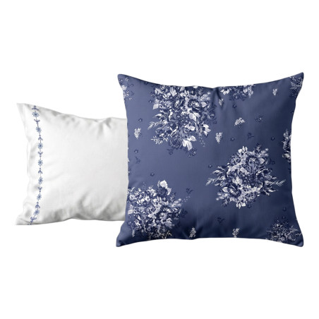 Taie d'oreiller Poème Bleu - Percale de coton