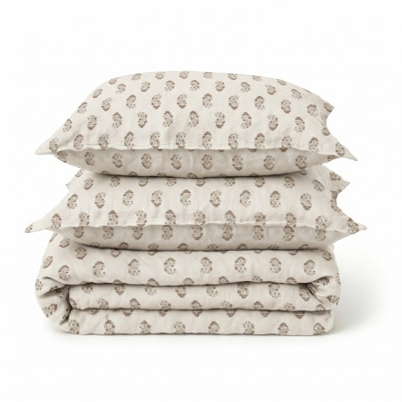 Parure housse de couette + taies - 100%Lin Lavé