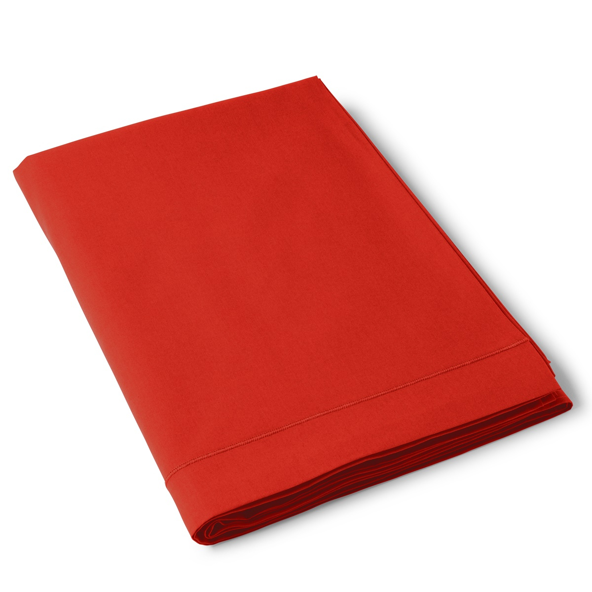 Drap Plat Coton 57 fils Nouvelle gamme Rouge capucine | Linge de lit | Tradition des Vosges