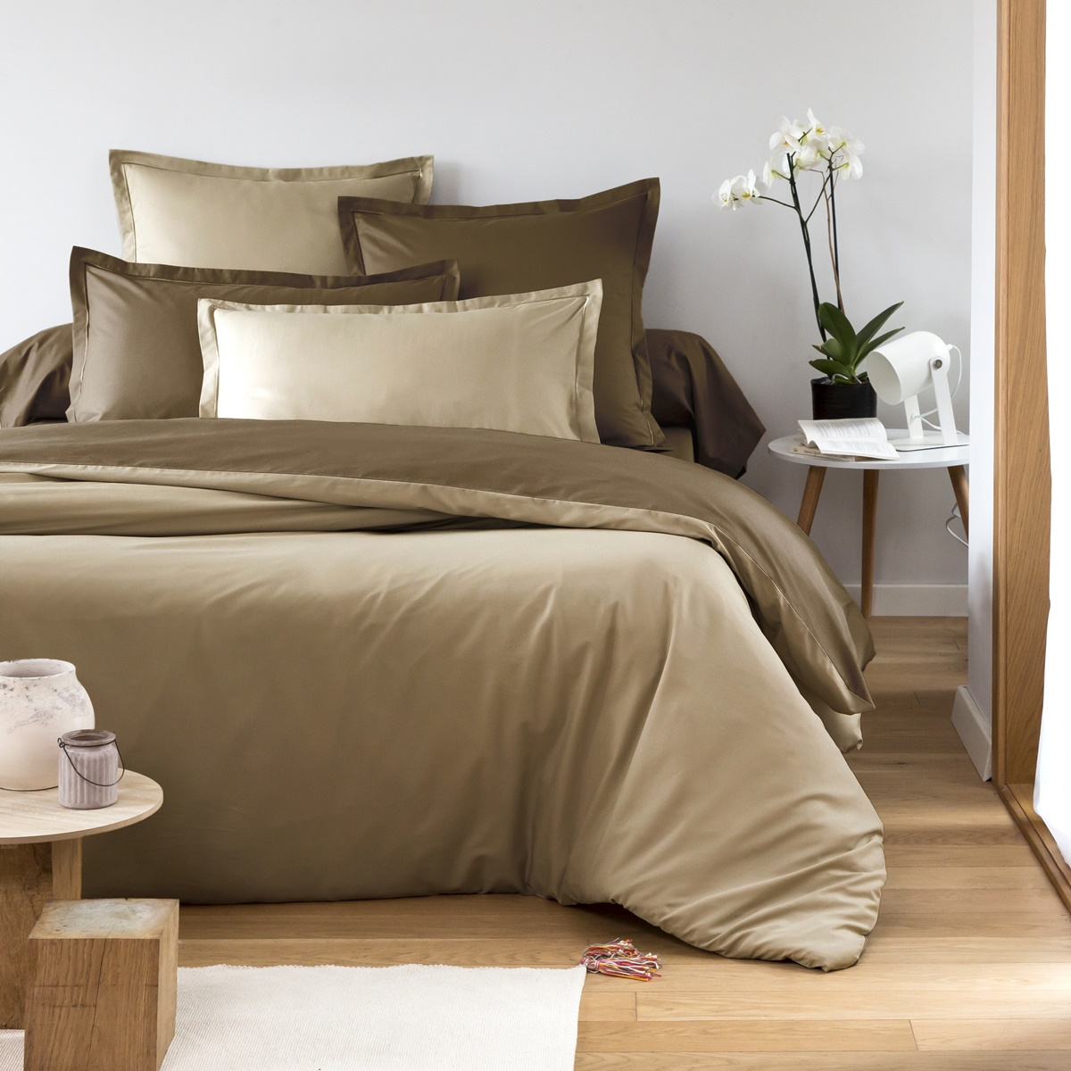 Bicolor Duvet Cover brown | Bed linen | Tradition des Vosges