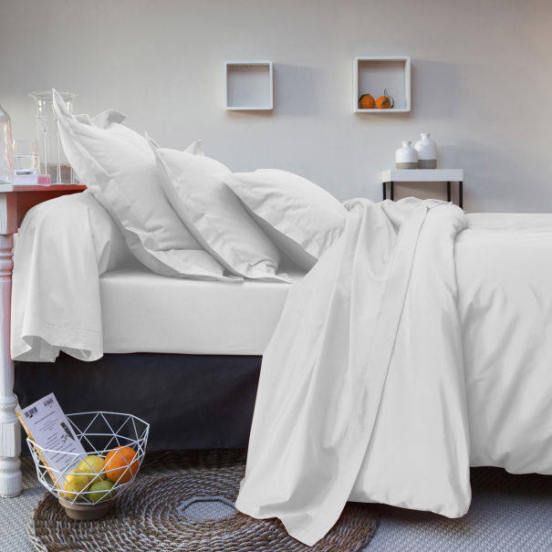 Housse Couette Uni 100% Coton Blanche | Linge de lit | Tradition des Vosges