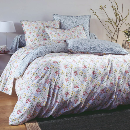 Drap-housse percale de coton 80 fils - Prairie | Linge de lit imprimé | Tradition des Vosges
