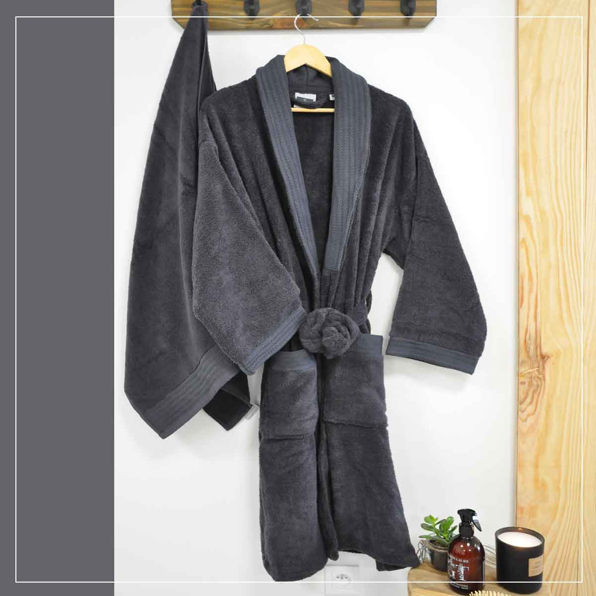 Peignoir Kimono Douceur - Coton/ Modal 400g/m² - Anthracite
