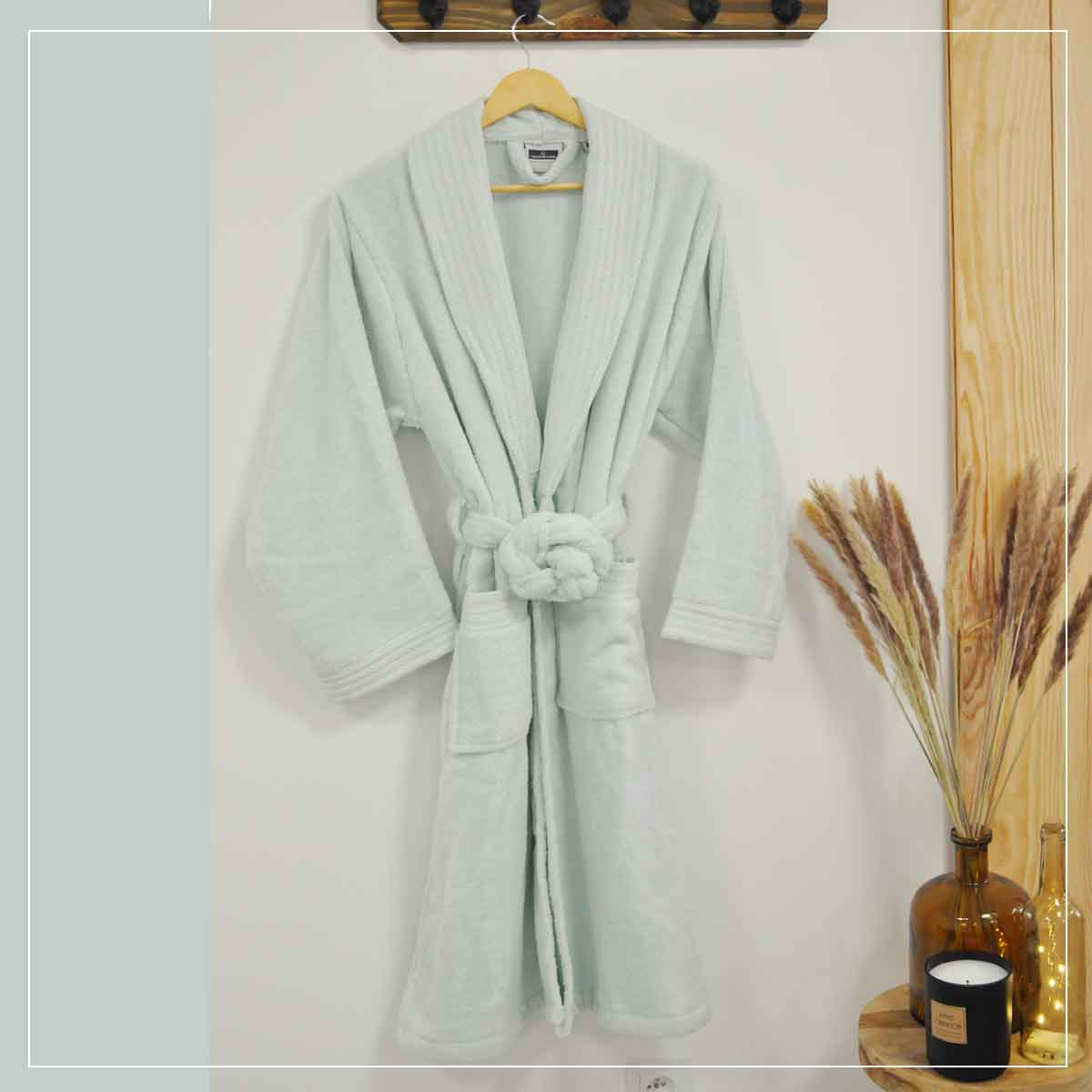 Peignoir Kimono Douceur - Coton/ Modal 400g/m² - Vert d'eau