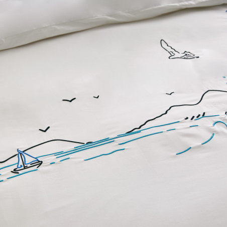 Phare bedding set - Embroidered cotton percale