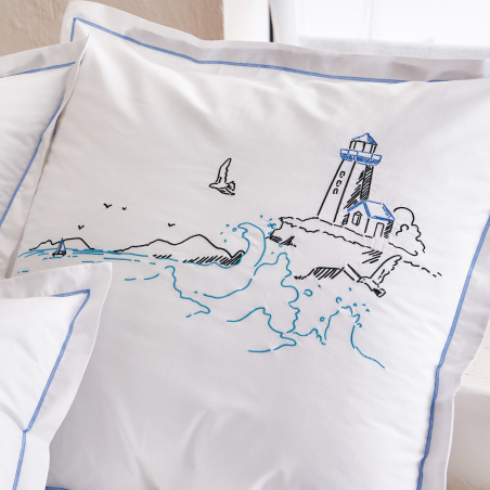 Phare bedding set - Embroidered cotton percale