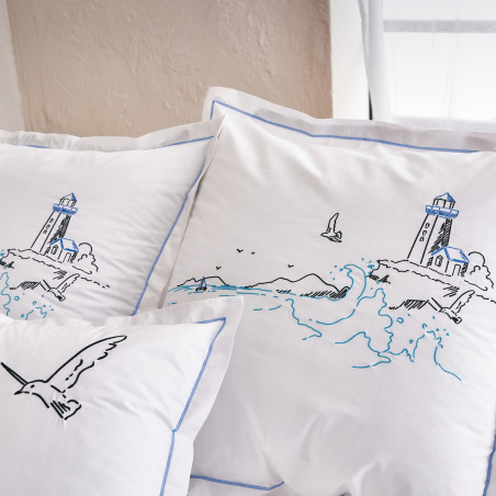 Phare bedding set - Embroidered cotton percale