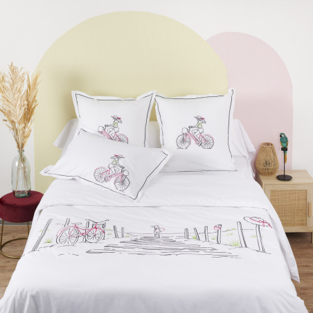 Taie d'oreiller Summertime - Percale de coton brodée