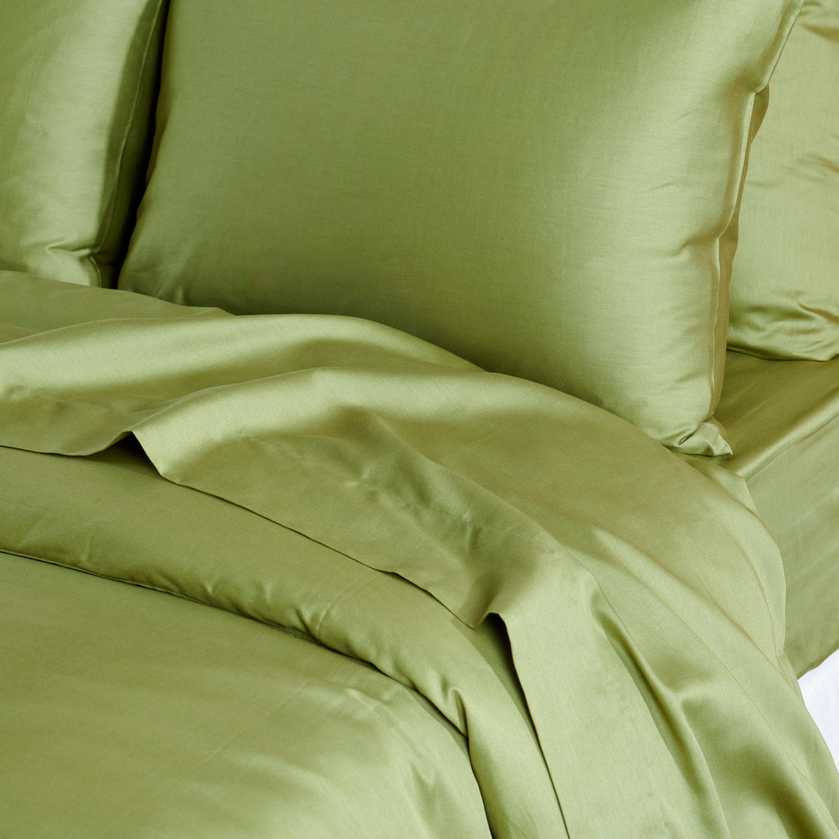 Drap plat Douce Nuit - Satin de coton #Couleur_OLIVE
