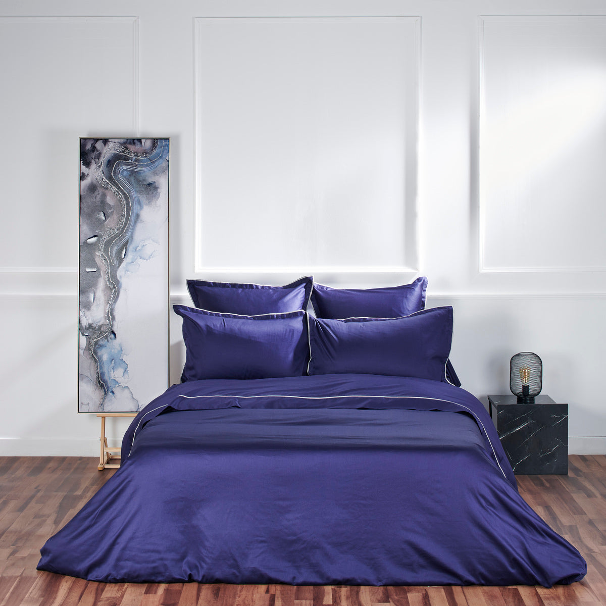 Housse de couette Opium - Satin de coton #Couleur_BLEU NUIT