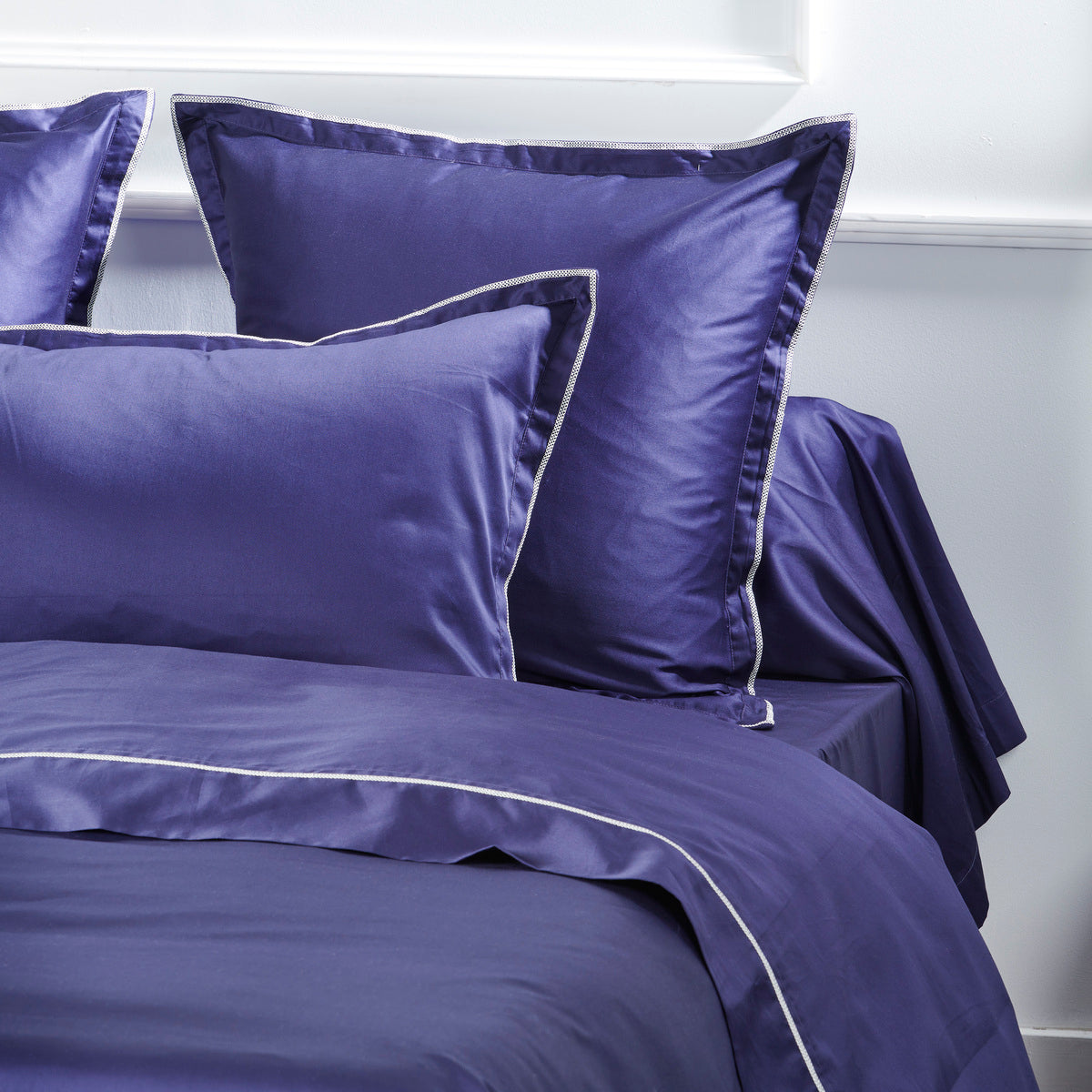 Drap plat Opium - Satin de coton #Couleur_BLEU NUIT